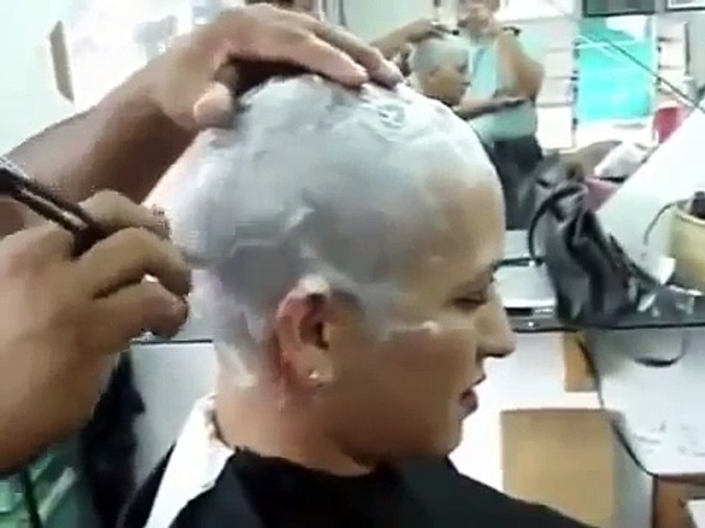ben bui recommends woman headshave in barbershop pic
