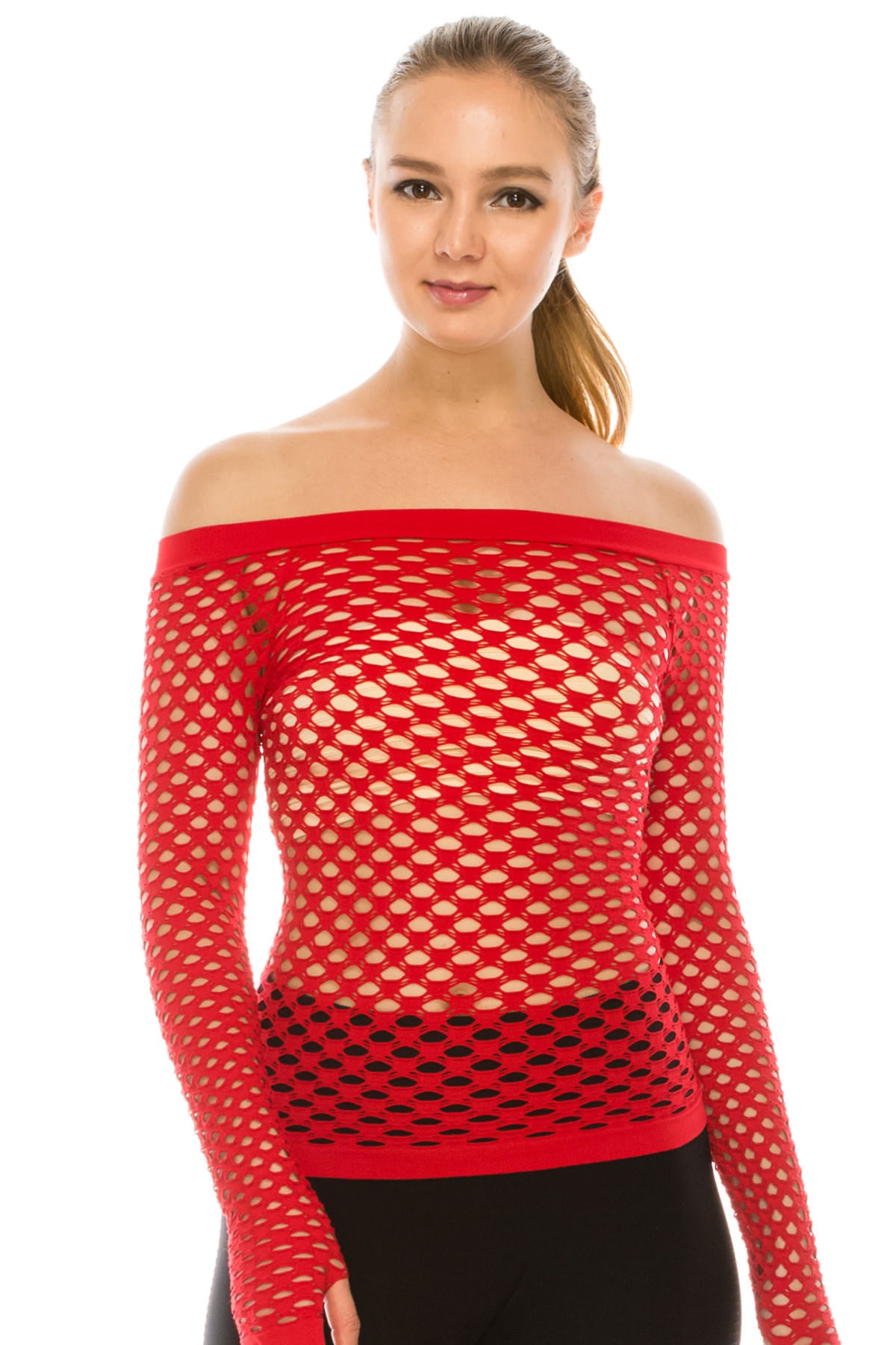 Red Fishnet Top looking up