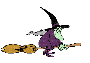 witch on a broom gif