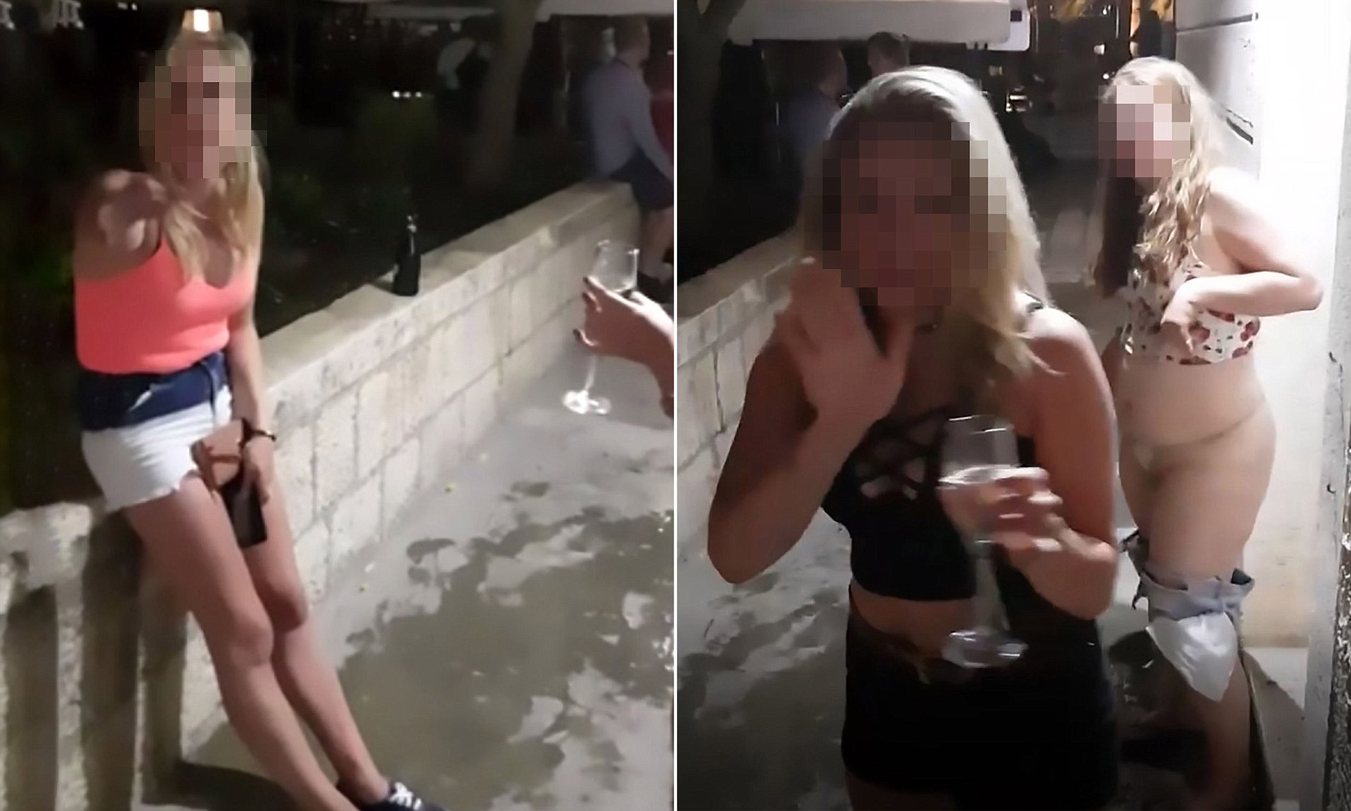 women caught peeing outside