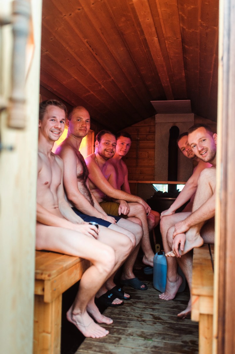 naked in the sauna