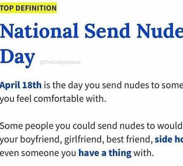 bridget eldridge recommends National Send Nude Day