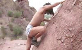 nude women rock climbing