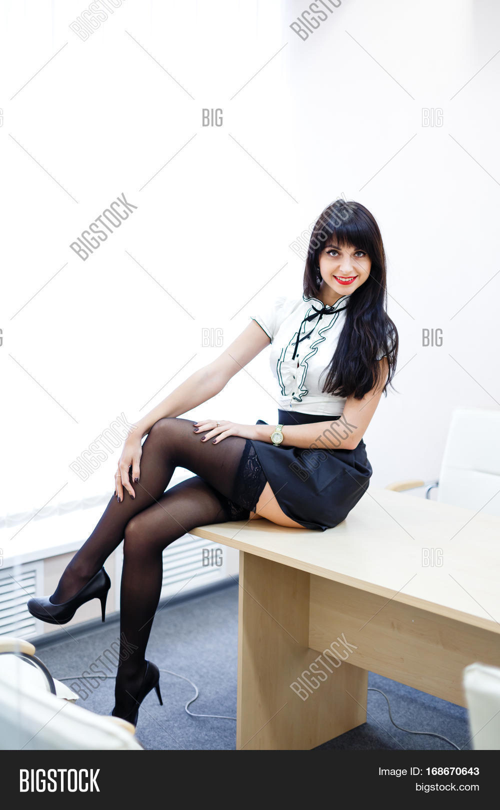 woman in black stockings